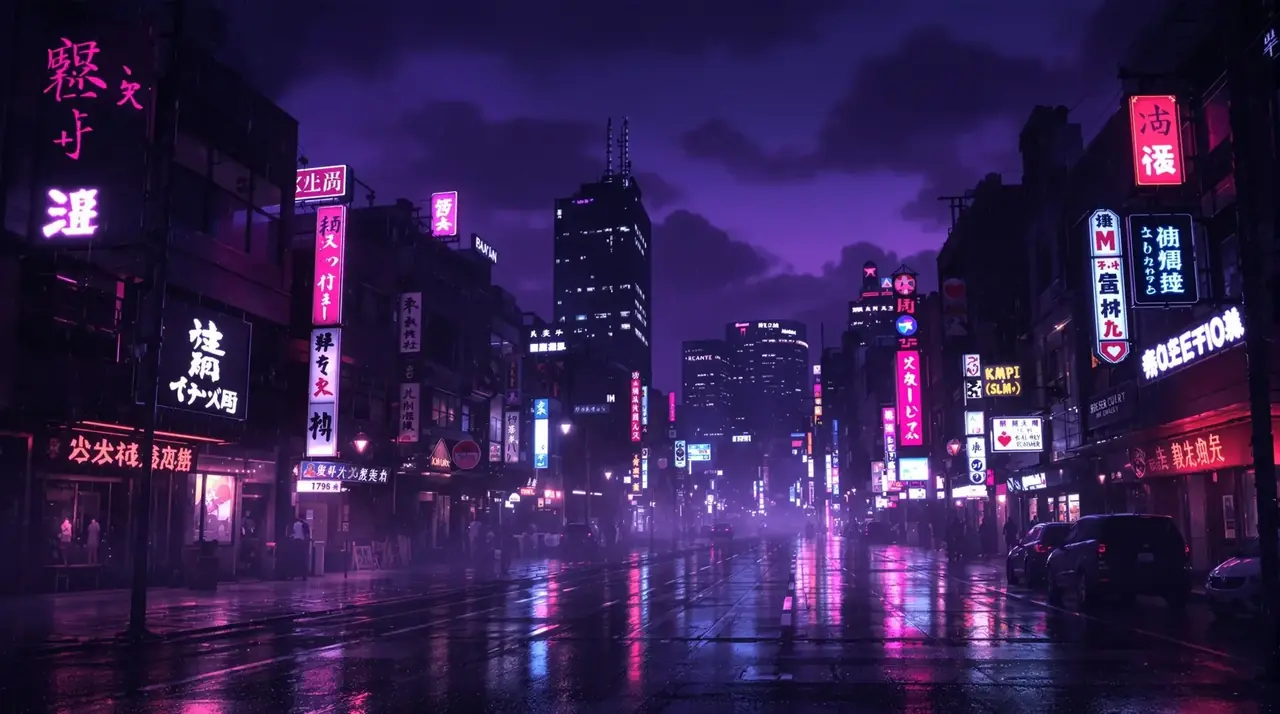 樱花动漫二次元霓虹夜城街区